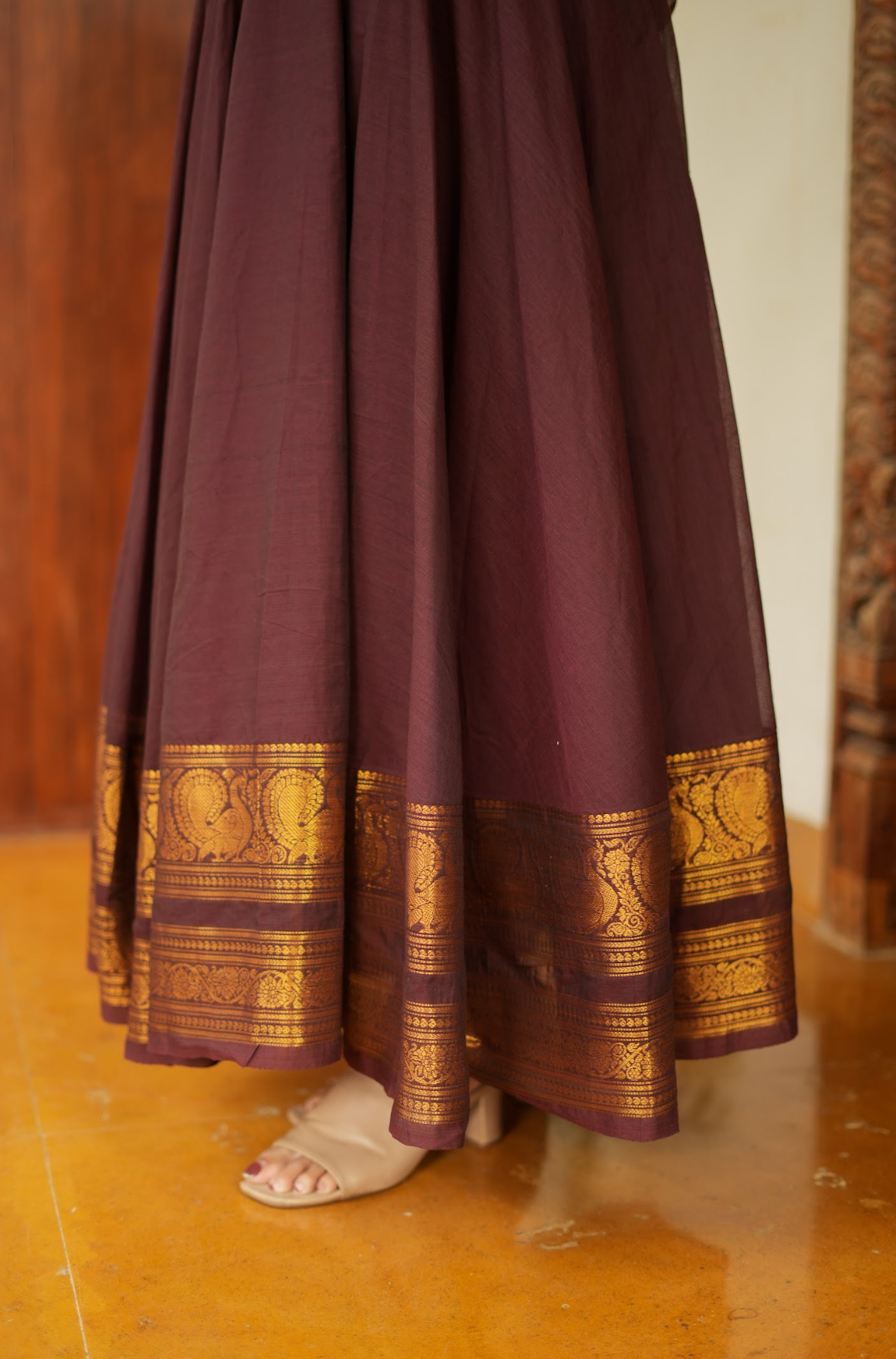 Tharika – Coffee Brown Chettinad Kalamkari Anarkali Suit