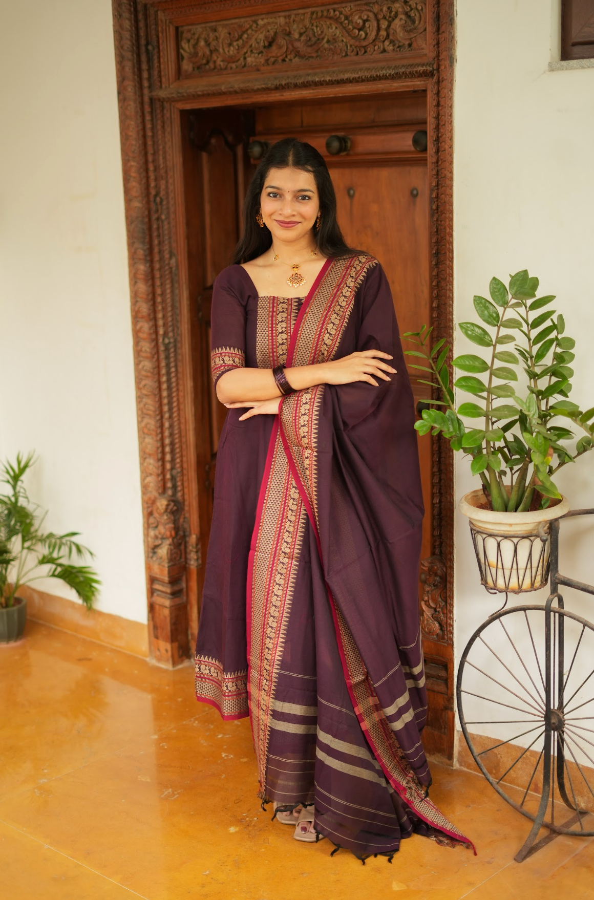 Radha – Coffee Narayanpet Handloom Anarkali Suit