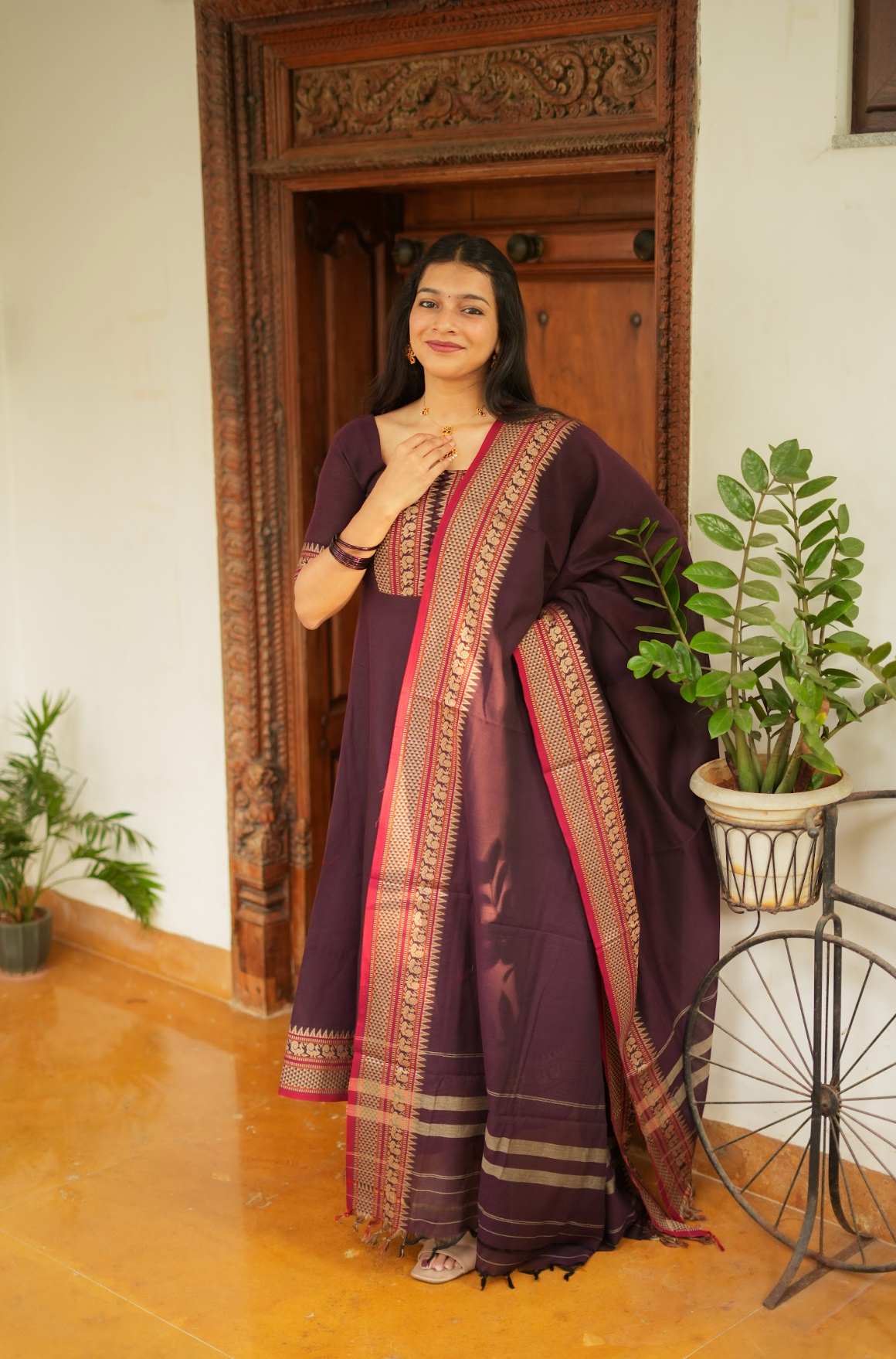 Radha – Coffee Narayanpet Handloom Anarkali Suit