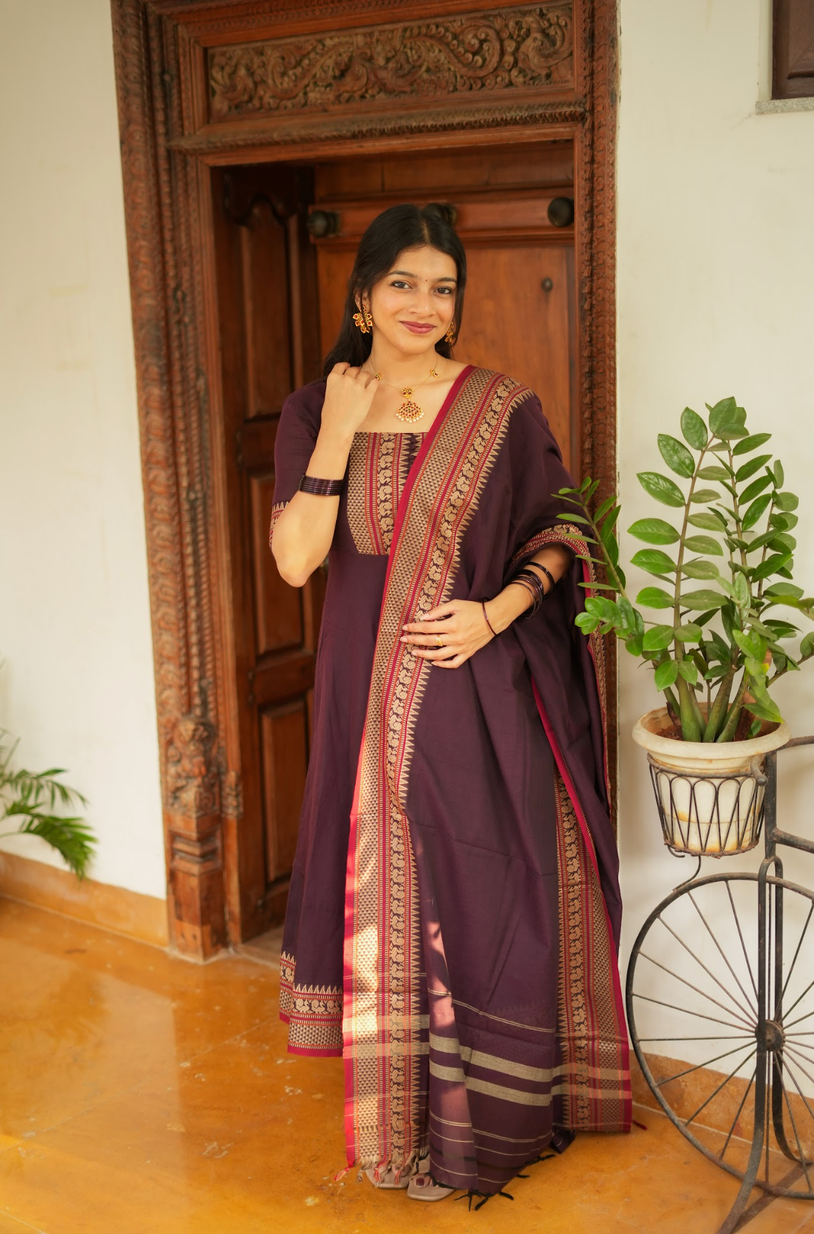 Radha – Coffee Narayanpet Handloom Anarkali Suit
