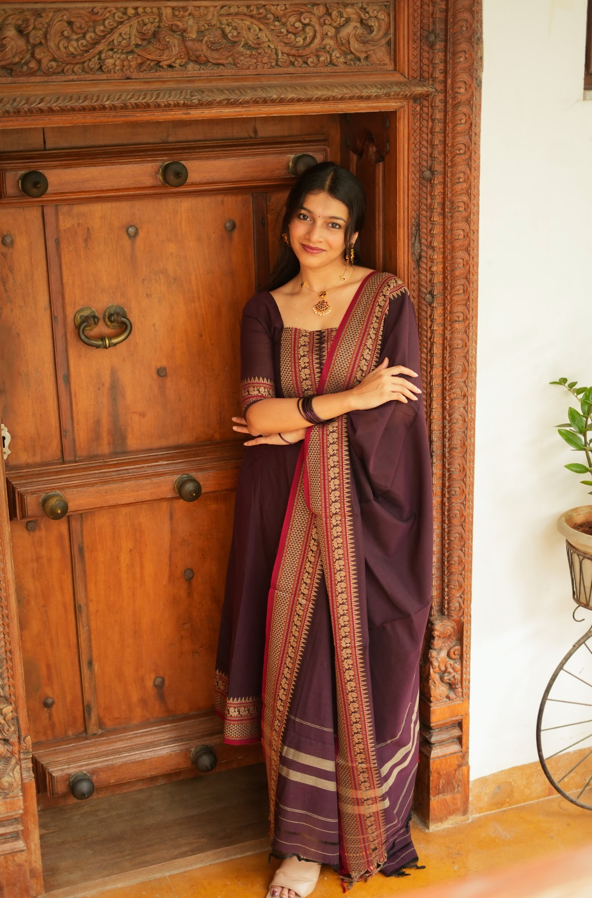 Radha – Coffee Narayanpet Handloom Anarkali Suit