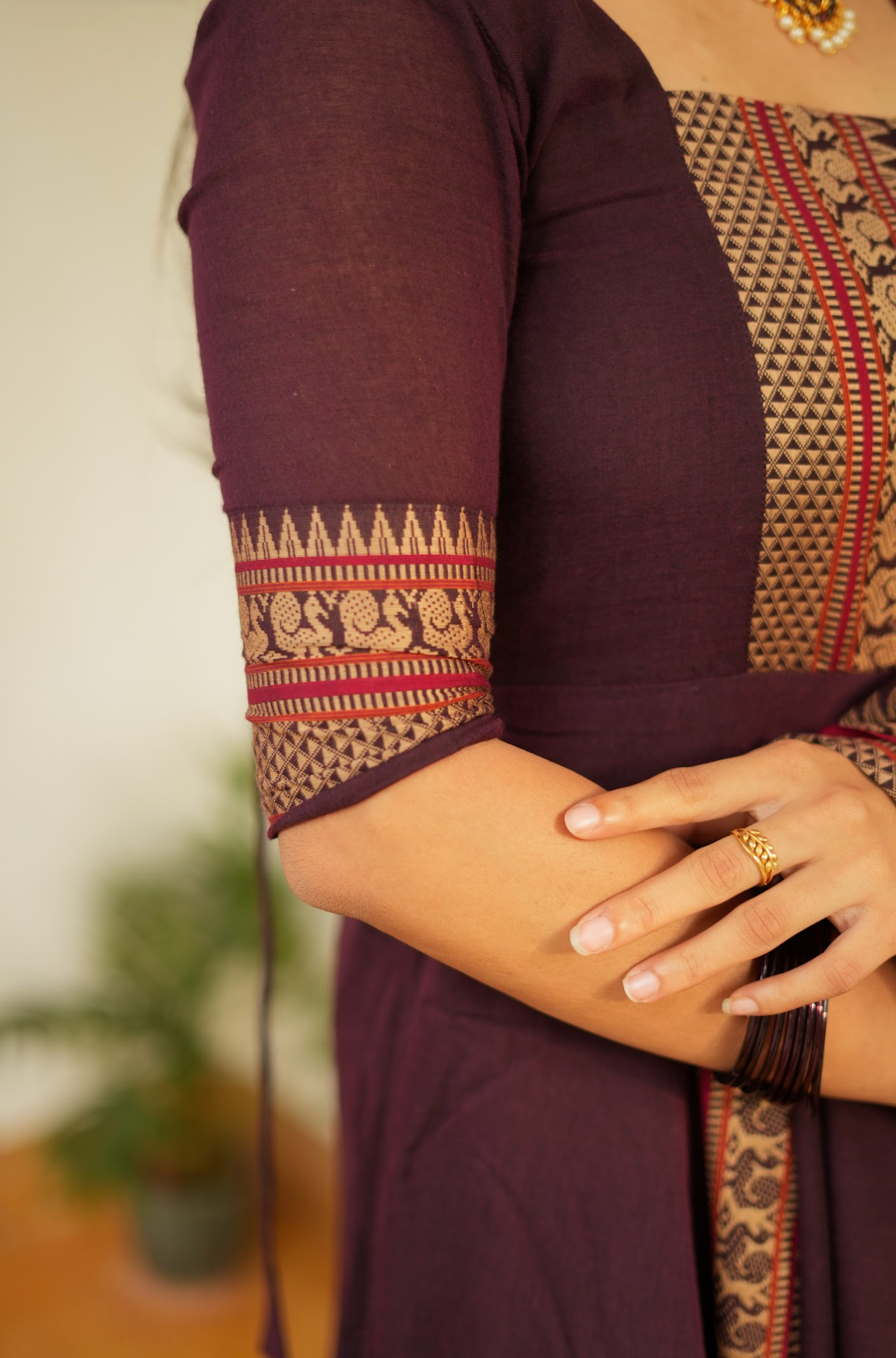 Radha – Coffee Narayanpet Handloom Anarkali Suit