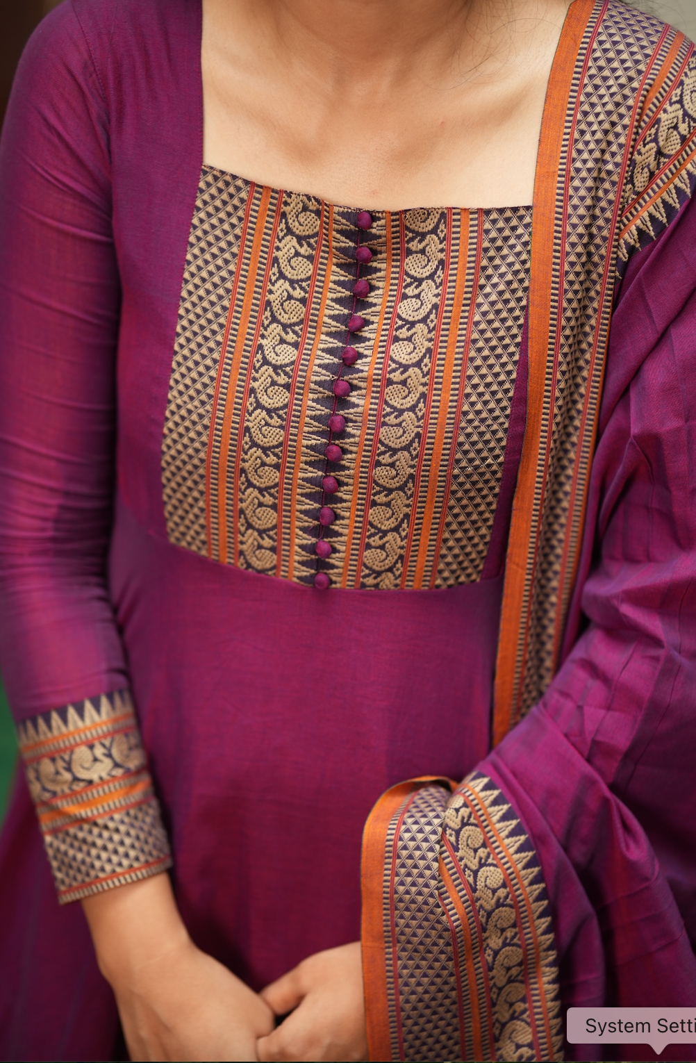 Radha – Wine Narayanpet Handloom Anarkali Suit