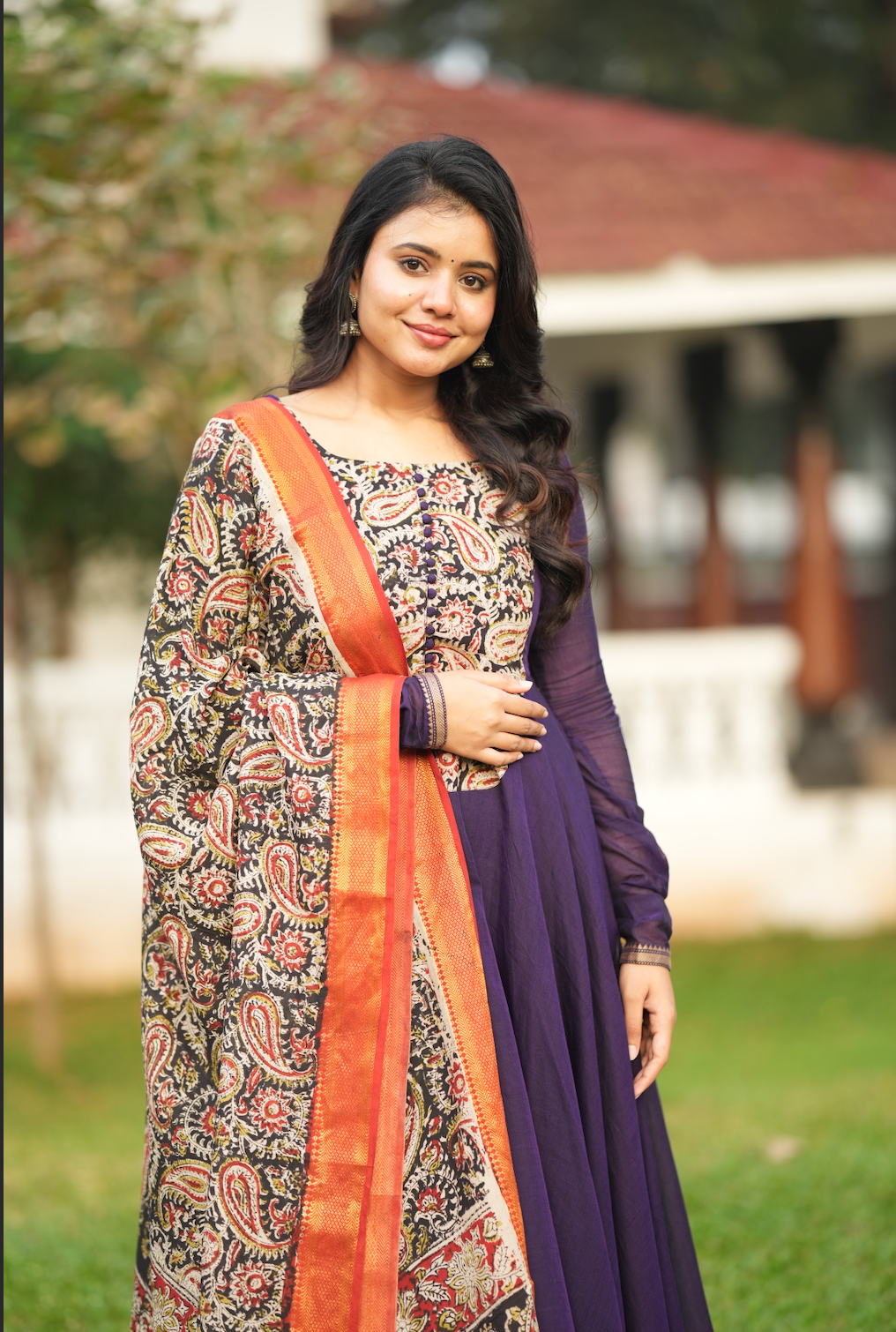 Tharika – Violet Narayanpet Kalamkari Anarkali Suit