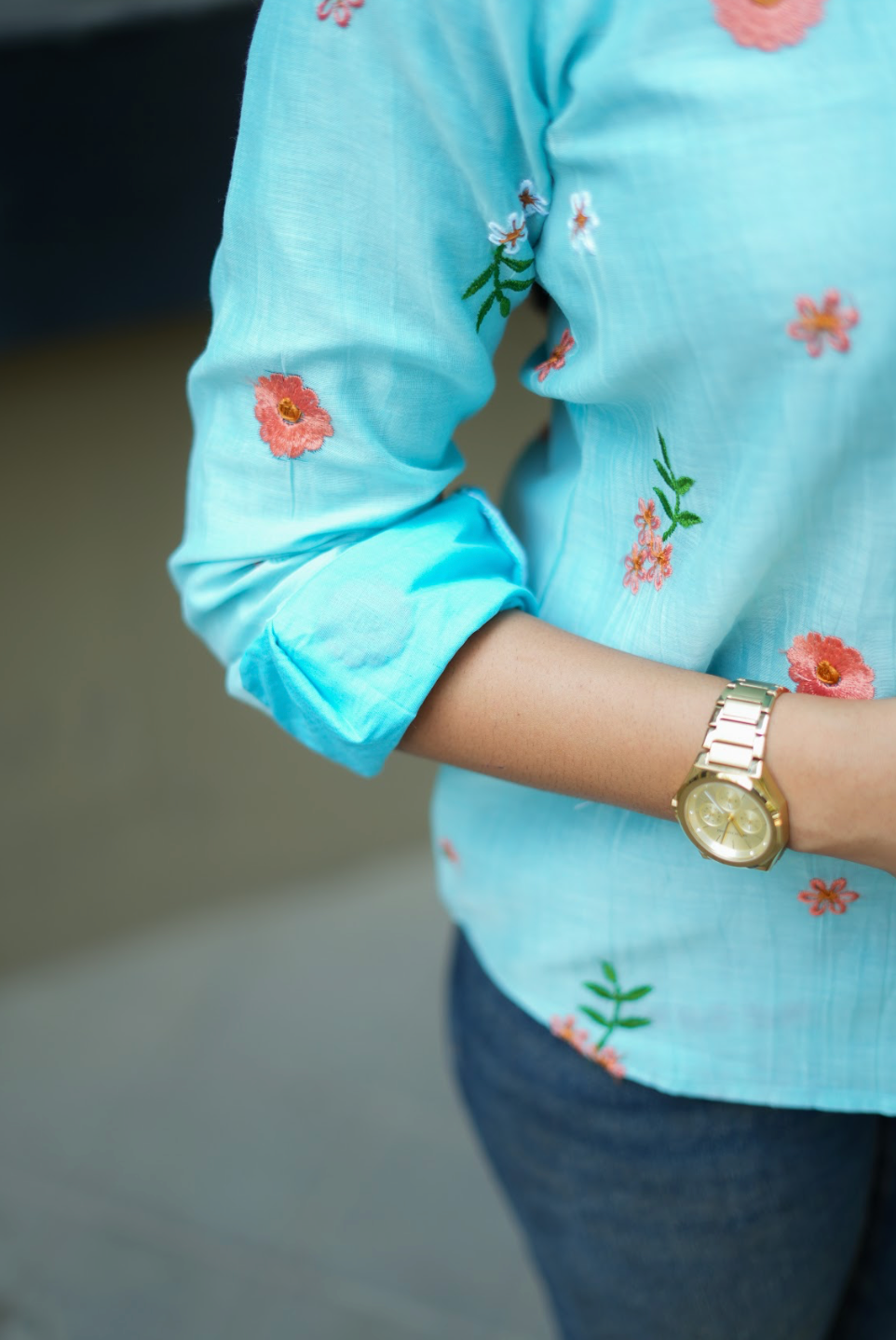 ANVI-Floral embroidered shirt (VC765)