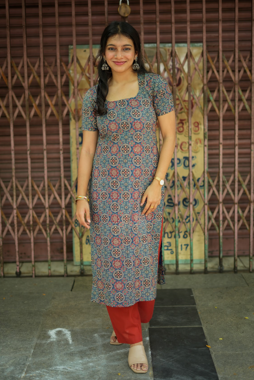 Masakali Megha – Blue Cotton Printed Straight Kurta Set