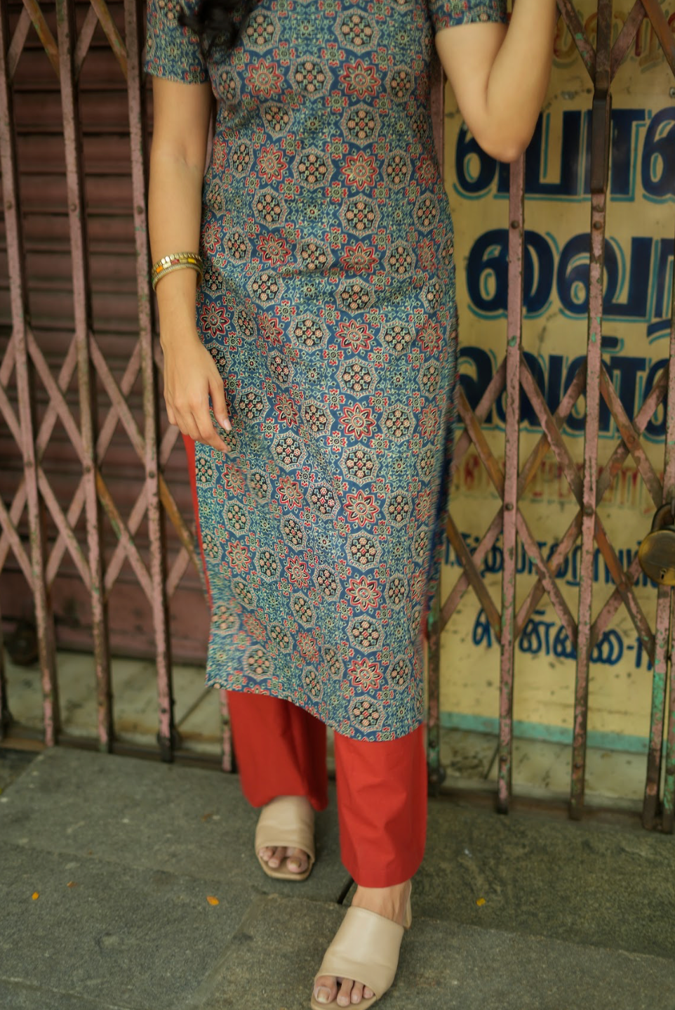 Masakali Megha – Blue Cotton Printed Straight Kurta Set
