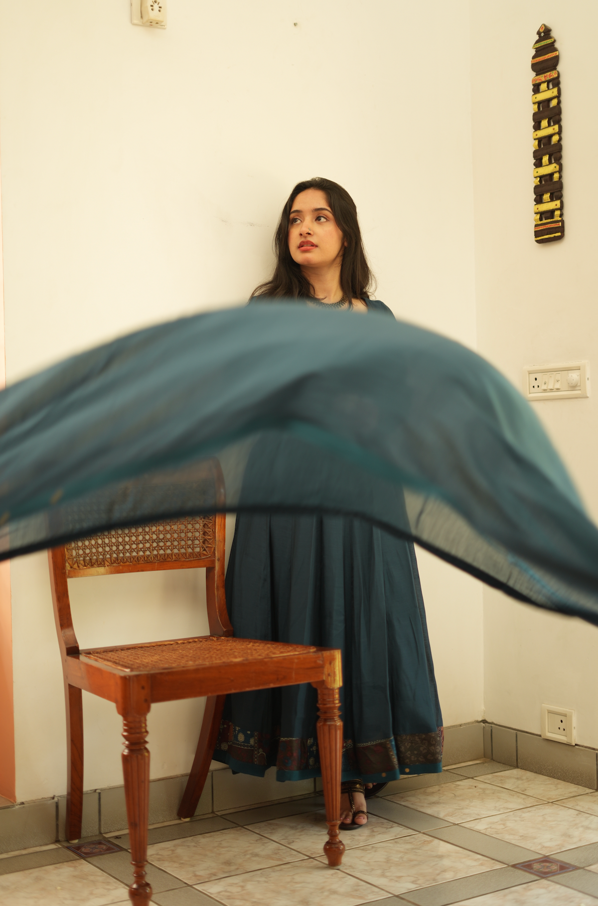 Moonlit Jasmine – Chanderi Panel Anarkali with Dupatta (VC1019)