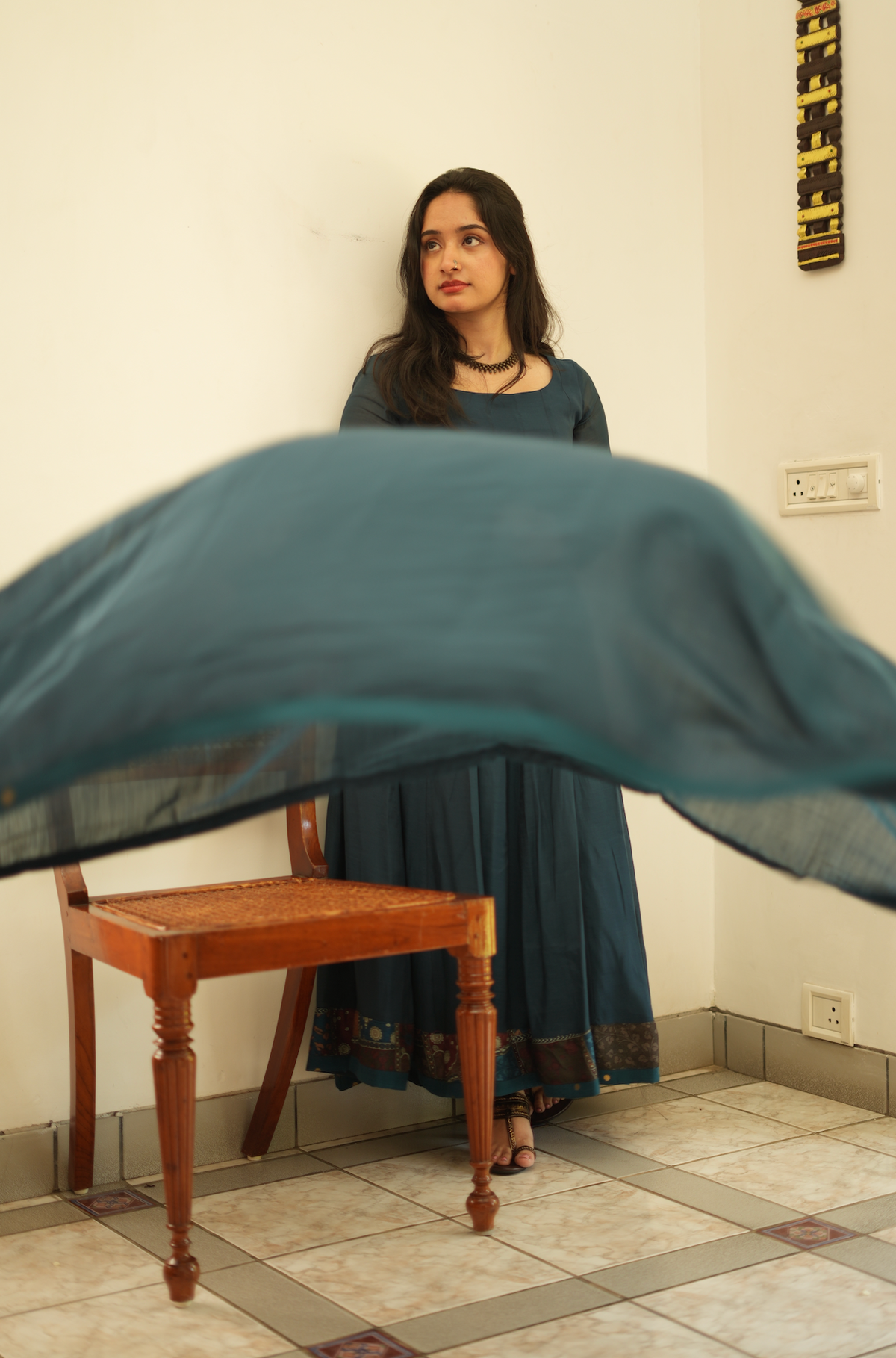 Moonlit Jasmine – Chanderi Panel Anarkali with Dupatta (VC1019)