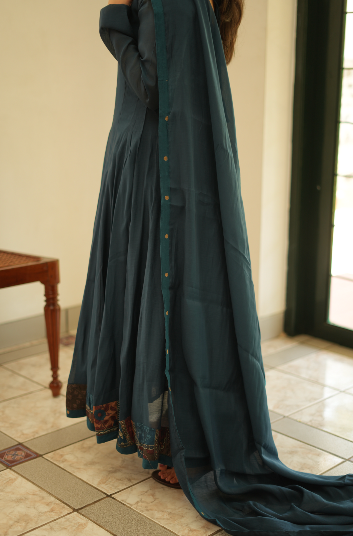 Moonlit Jasmine – Chanderi Panel Anarkali with Dupatta (VC1019)
