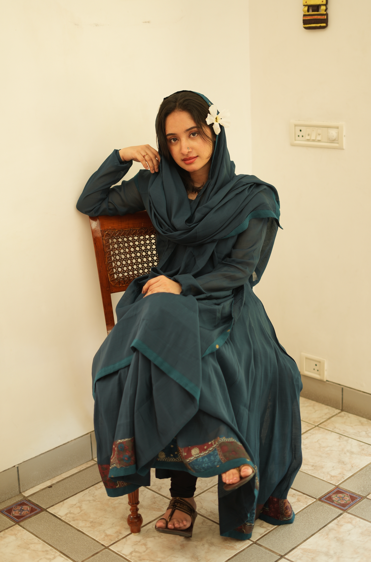 Moonlit Jasmine – Chanderi Panel Anarkali with Dupatta (VC1019)