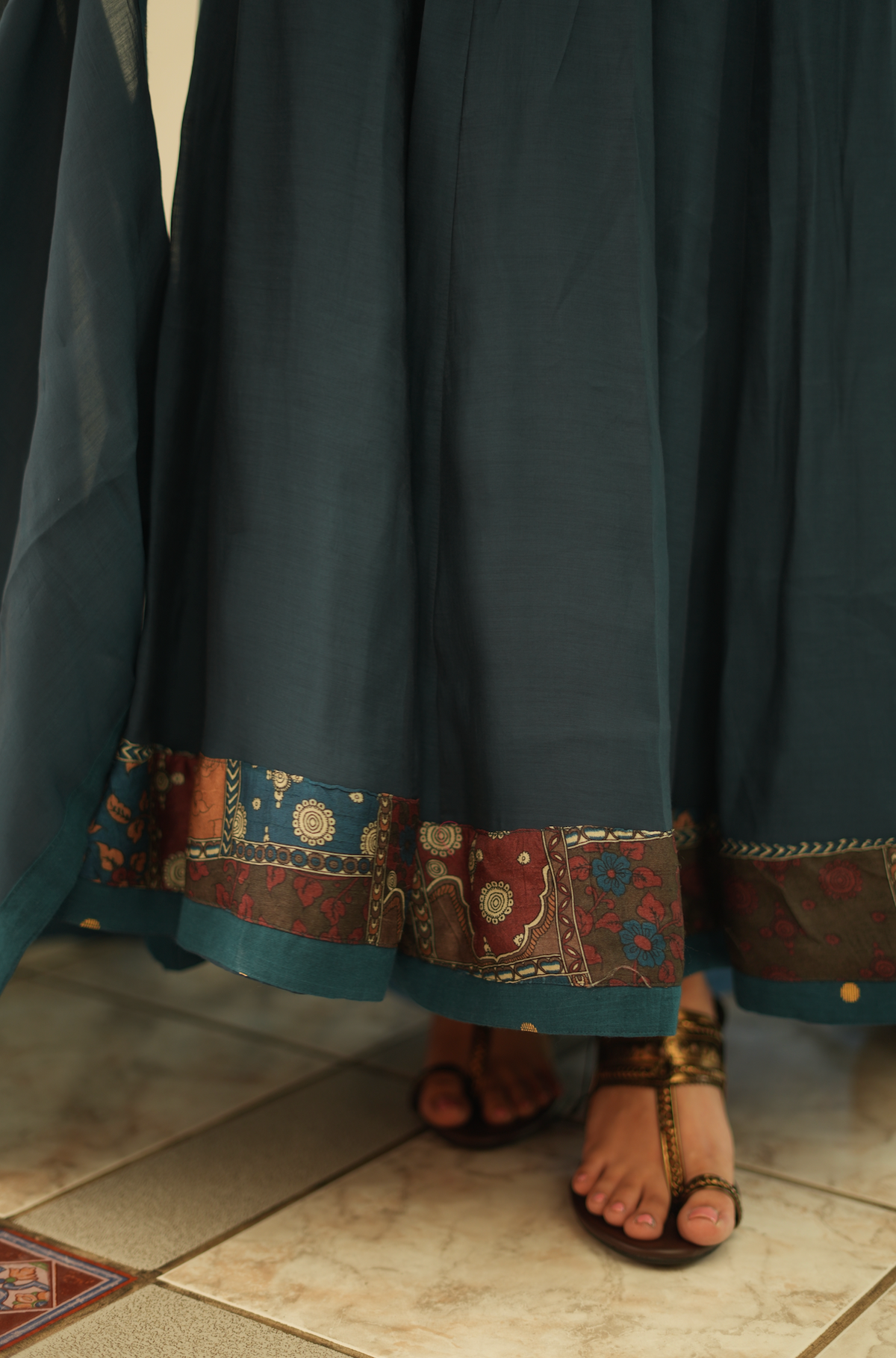 Moonlit Jasmine – Chanderi Panel Anarkali with Dupatta (VC1019)