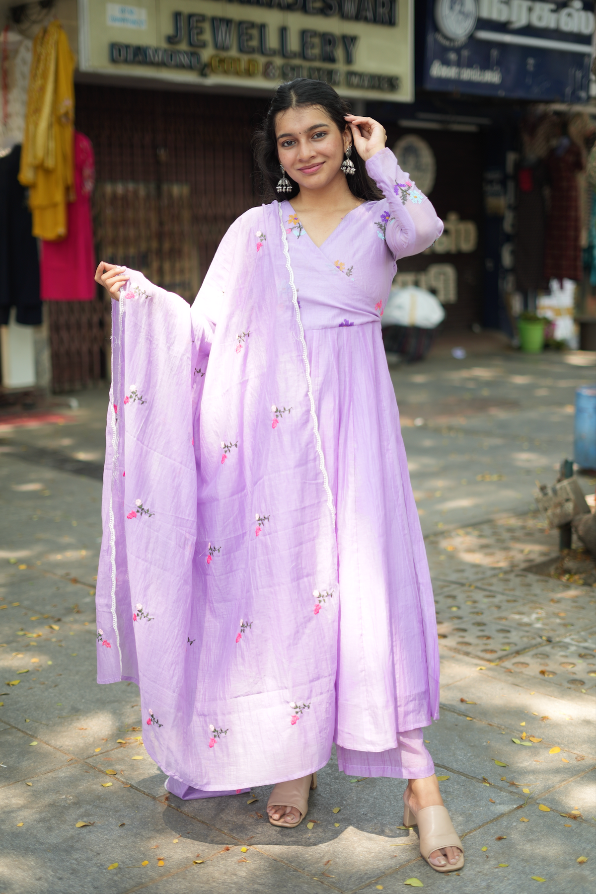 ANVI -  Floral embroidered Anarkali  -(VC1030)