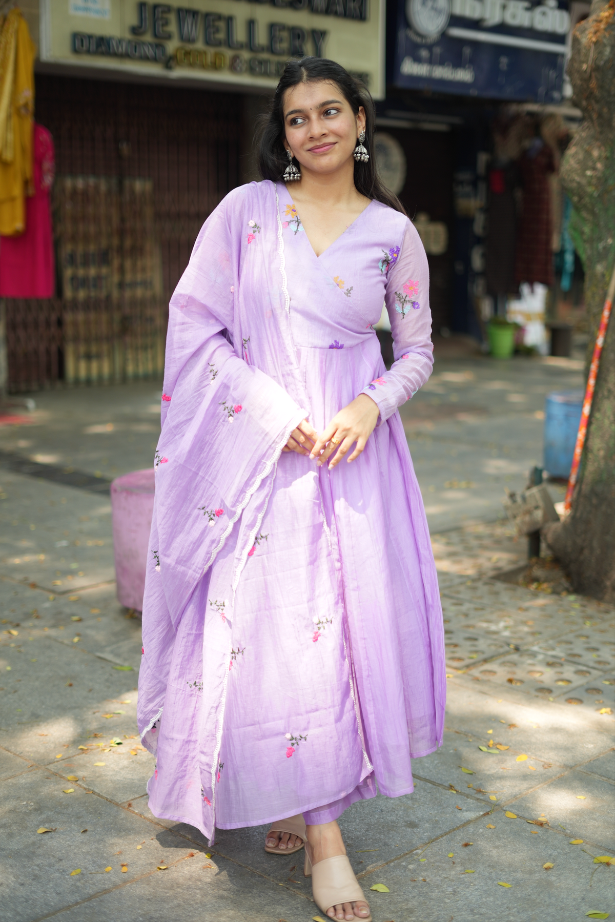 ANVI -  Floral embroidered Anarkali  -(VC1030)