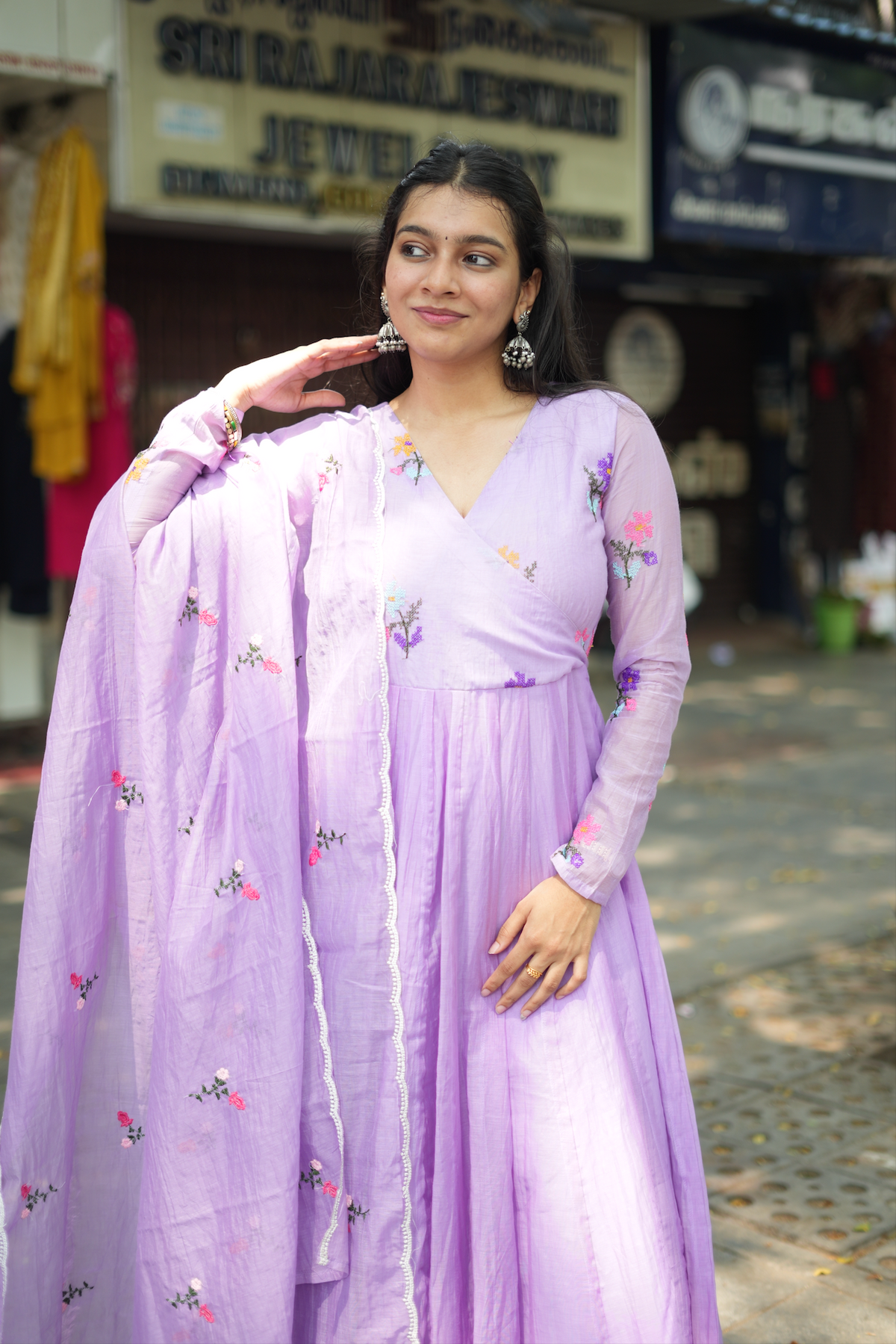 ANVI -  Floral embroidered Anarkali  -(VC1030)