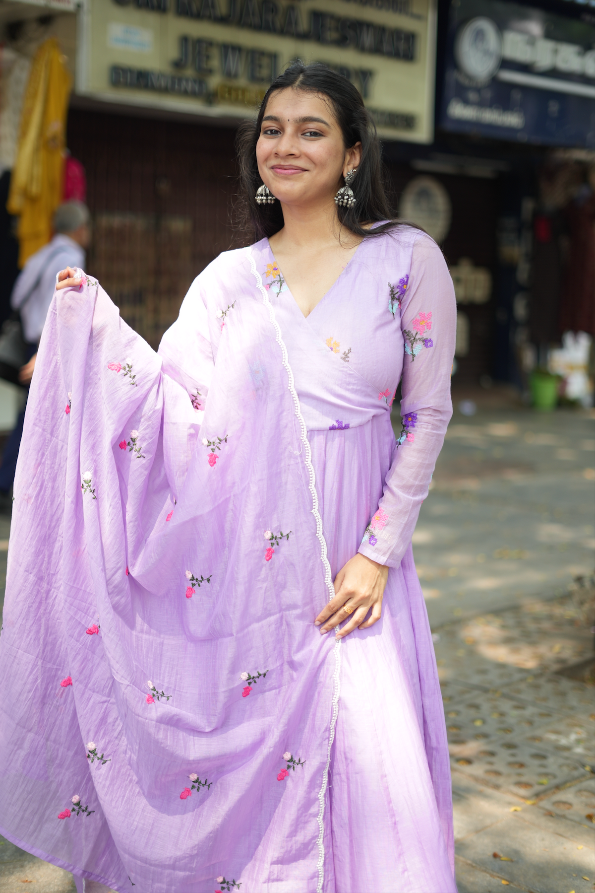 ANVI -  Floral embroidered Anarkali  -(VC1030)