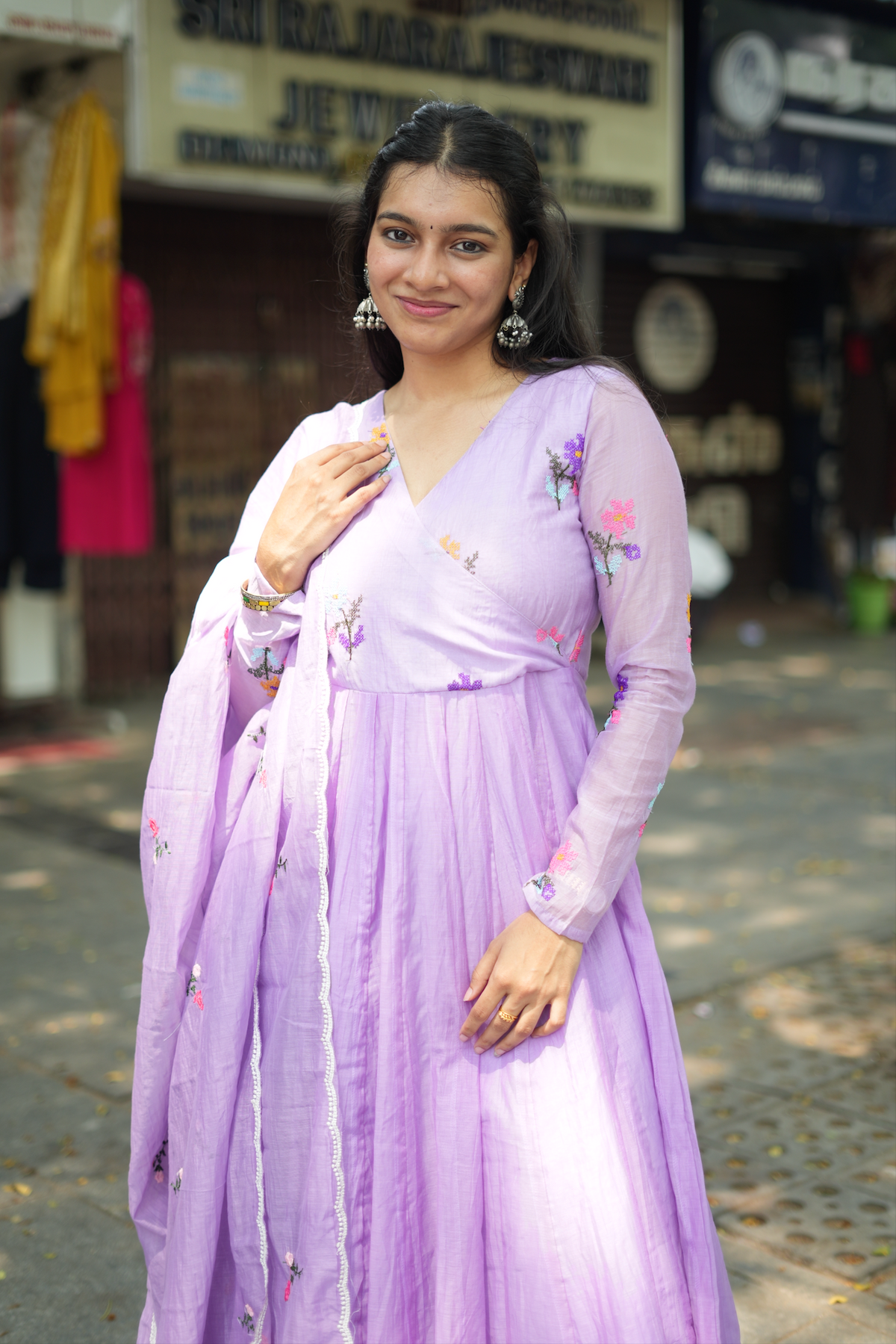 ANVI -  Floral embroidered Anarkali  -(VC1030)