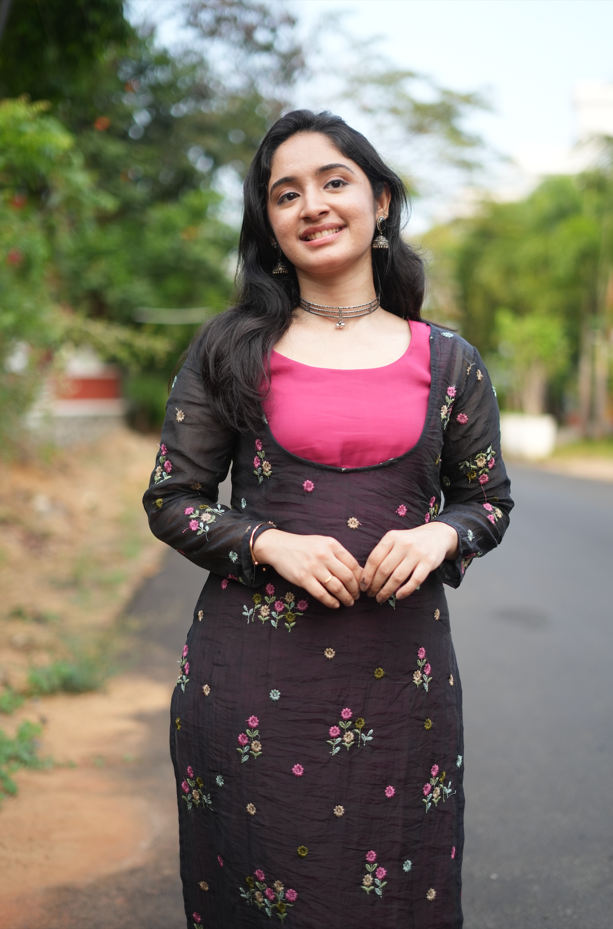 Monica – Pink Co-Ord Set with Black Shrug (VC1037)