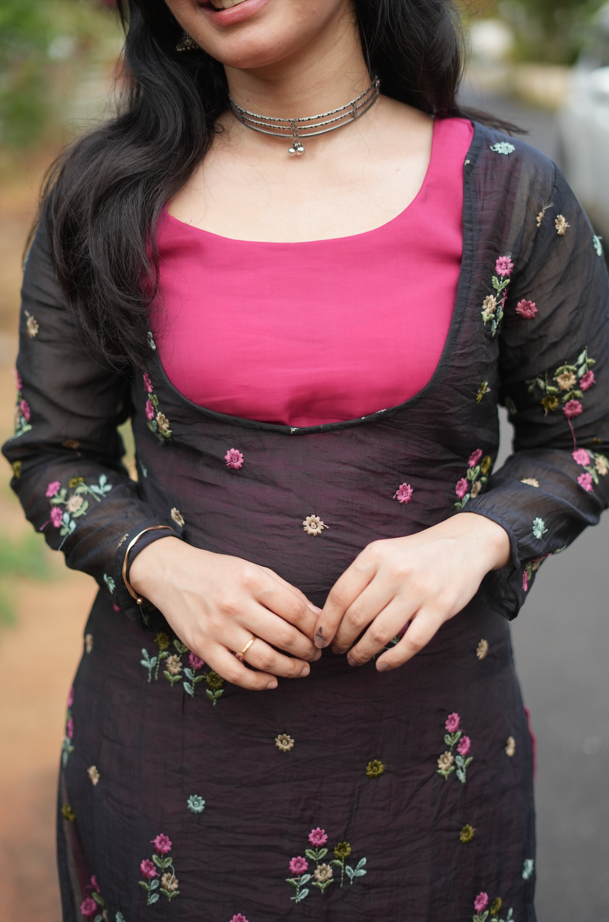 Monica – Pink Co-Ord Set with Black Shrug (VC1037)
