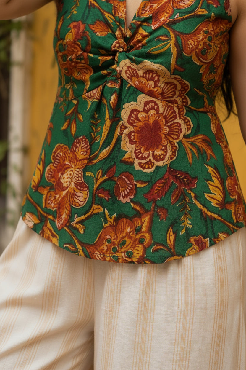 KRITHI -Floral printed cotton top(VC1022)