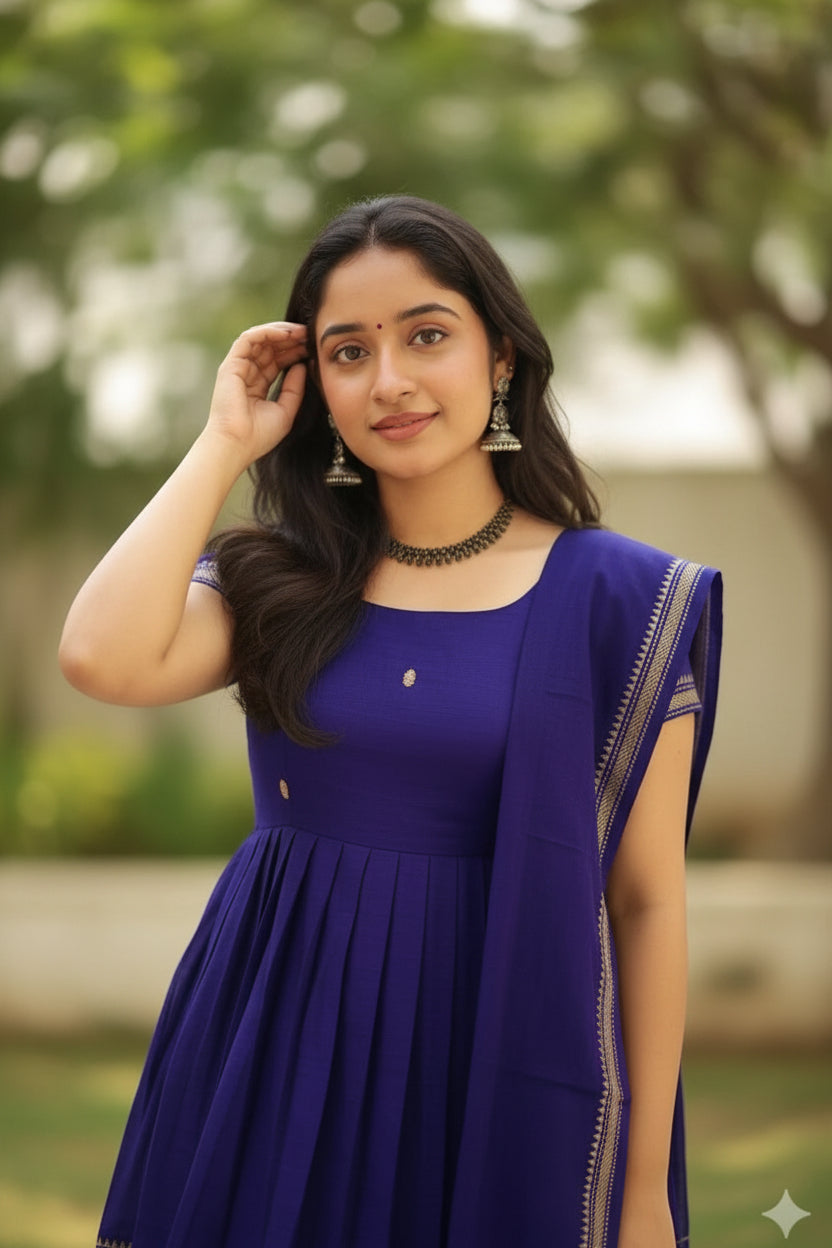 Malli – Violet Narayanpet Handloom Sharara Set (VC1026)